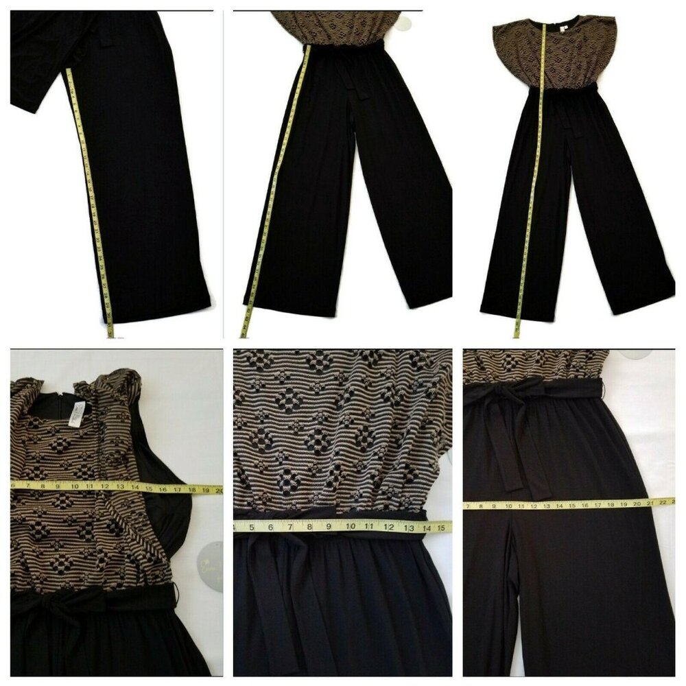 Emma & Michelle Women's Jumpsuit Flutter Sleeves Stretch Belted Pants Medium NWT - Picture 10 of 11